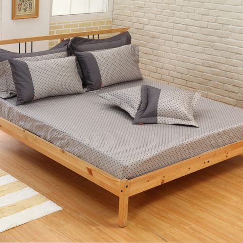 《40支紗》雙人特大床包枕套三件式【共6色】光點 100%精梳棉-麗塔寢飾-