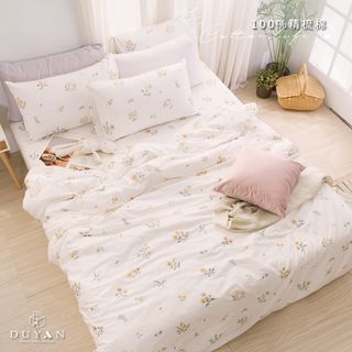 《DUYAN 竹漾》台灣製 100%精梳棉單人床包二件組-澄花檸香