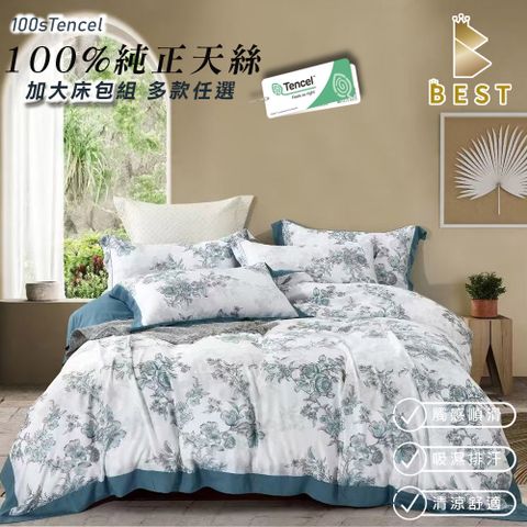 【BEST貝思特】100%純天絲 加大 100支 床包兩用被組  TENCEL  H1