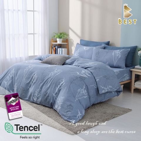 【BEST貝思特】加大天絲兩用被床包組-夢花園(3M吸濕排汗專利技術)