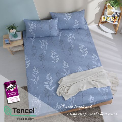 【BEST貝思特】雙人天絲床包枕套三件組- 夢花園(3M吸濕排汗專利技術)