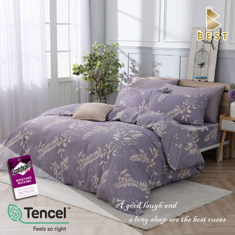 【BEST貝思特】加大天絲兩用被床包組-說給花聽(3M吸濕排汗專利技術)
