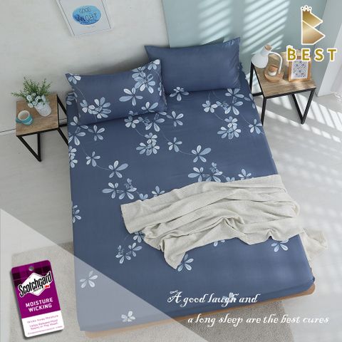 BEST貝思特_加大天絲床包枕套三件組-初春(3M吸濕排汗專利技術)