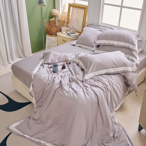 【戀家小舖】台灣製 80支天絲棉 優雅系列-暮影 雙人被套