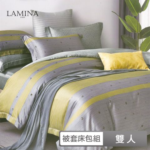 LAMINA 雙人 100%萊賽爾天絲兩用被套床包組-3款任選(橫條系列)