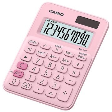 CASIO 卡西歐 10位元繽紛馬卡龍色迷你型計算機-草莓粉 (MS-7UC-PK)