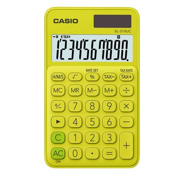 CASIO 卡西歐 10位元浪漫馬卡龍口袋型計算機-芥末黃 (SL-310UC-YG)