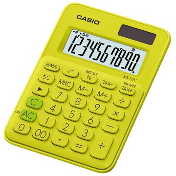 CASIO 卡西歐 10位元繽紛馬卡龍色迷你型計算機-芥末黃 (MS-7UC-YG)