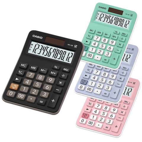 CASIO 卡西歐 12位數雙電源設計計算機-共4色-團購組合(10入組)(MX-12B系列)