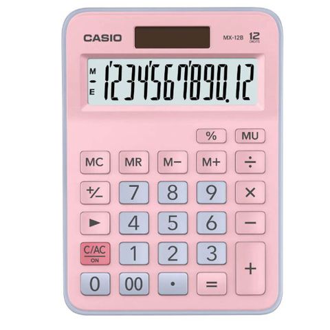 CASIO 特殊撞色新款12位數雙電源設計計算機MX-12B-PKLB(水藍X粉紅)