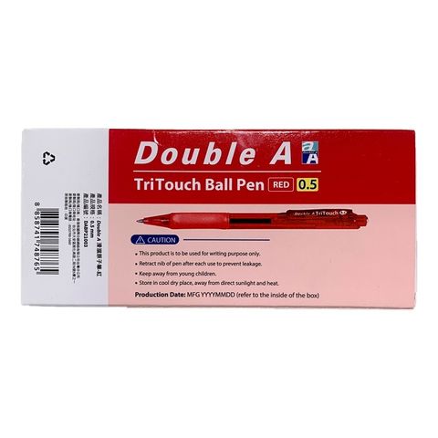 Double A 按壓式原子筆0.5mm(紅)12入