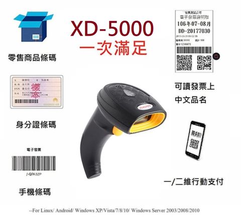 【DUKEPOS 皇威國際】XD-5000 台式風格有線二維條碼掃描器/平台+槍型兩用模式
