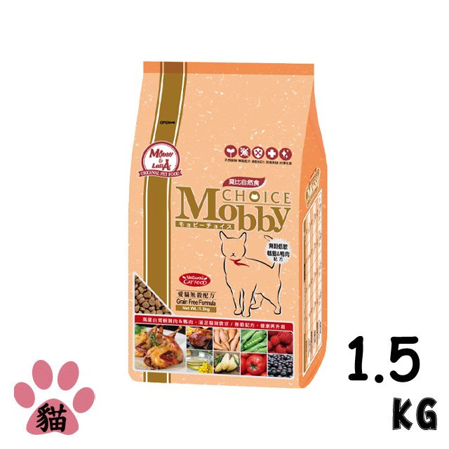 Mobby 莫比 愛貓無穀配方鵪鶉+鴨肉1.5kg