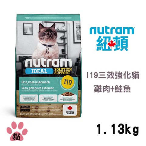 NUTRAM 紐頓 I19 專業理想系列-三效強化貓雞肉+鮭魚1.13KG