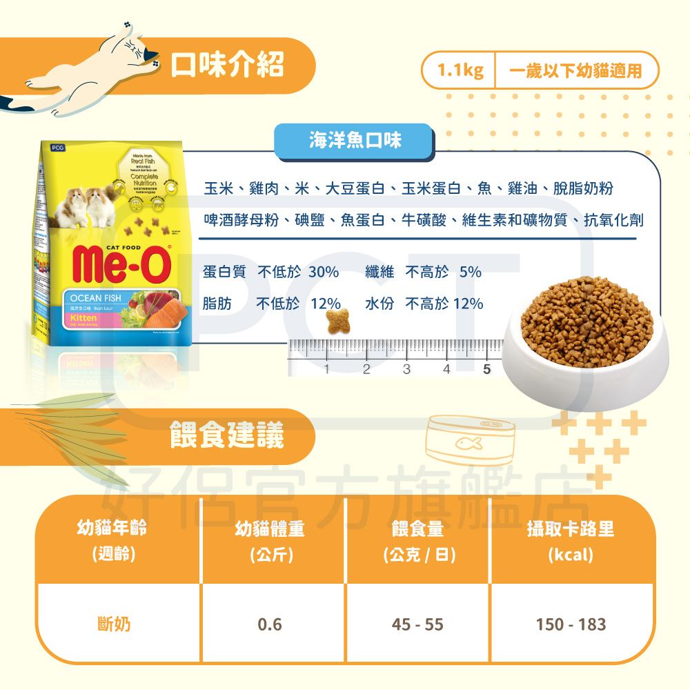 Me-O 咪歐乾貓糧 - 幼貓海洋魚口味 1.1KG