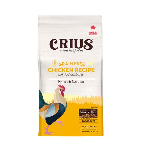 CRIUS 無榖雞肉貓糧 全齡貓 營養顆粒+風乾肉塊 貓飼料_12LB(5.4KG)/包