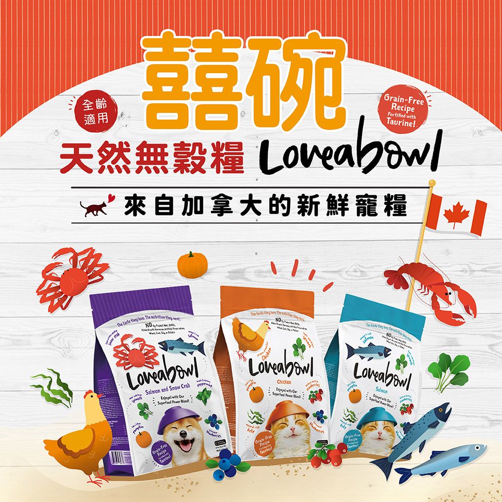 全齡適用碗Fortified bow天然無穀糧   來自加拿大的新鮮寵糧            theyThe  the NO and Snow Crab    Chickenwith  Lovea Salmon Free-FreeTaurineGrain-FreeRecipe