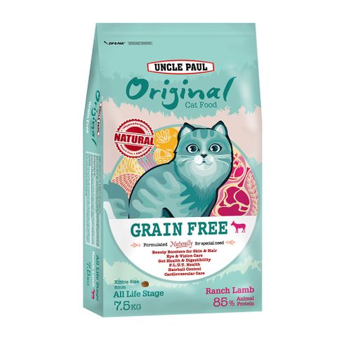 【UNCLE PAUL】2包超值組 保羅叔叔無穀貓食 7.5kg(全齡貓 牧野羊肉)