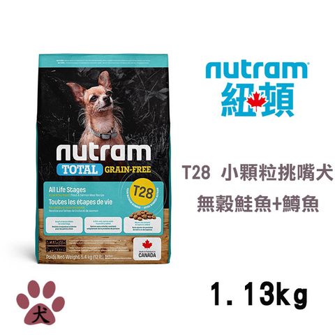 NUTRAM 紐頓 T28 無穀鮭魚+鱒魚挑嘴犬小顆粒1.13KG