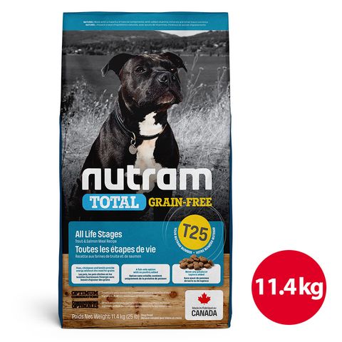 NUTRAM 紐頓 T25 無穀全能系列 鮭魚+鱒魚 潔牙全齡犬 11.4kg