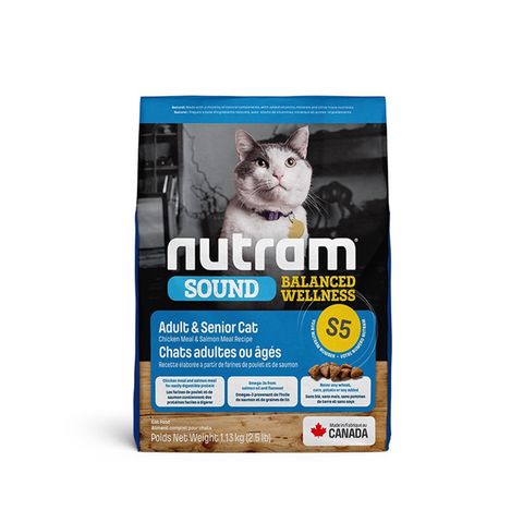 NUTRAM 紐頓 均衡健康系列S5 雞肉+鮭魚成貓&amp;熟齡貓-2kg X 1包