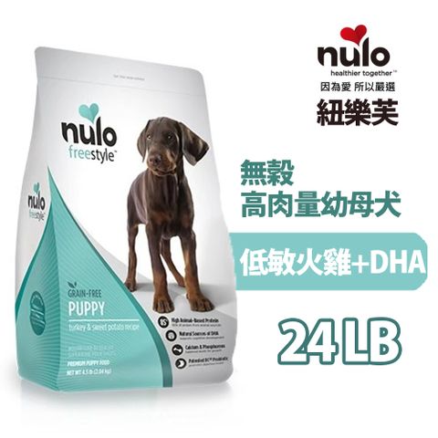 樂芙 nulo紐freestyle 無穀高肉量幼母犬 低敏火雞+DHA 24LB/10.9kg