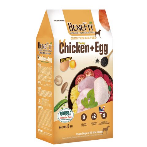 【BENEFIT斑尼菲】無穀狗糧 3kg(鮮嫩雞肉+火雞肉+鮮蛋)