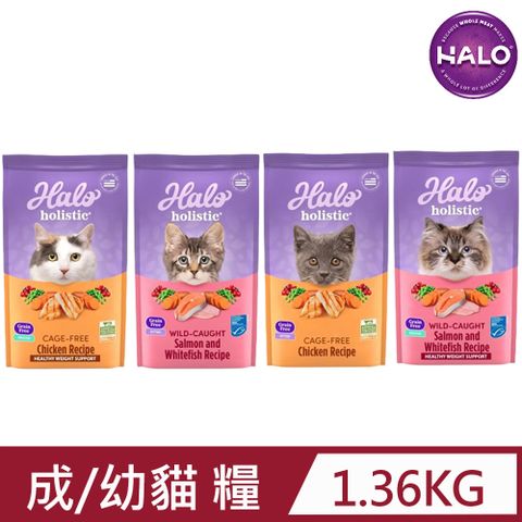 HALO 嘿囉 無榖貓糧 3磅/1.36kg(幼貓/成貓_雞肉/鮭魚)