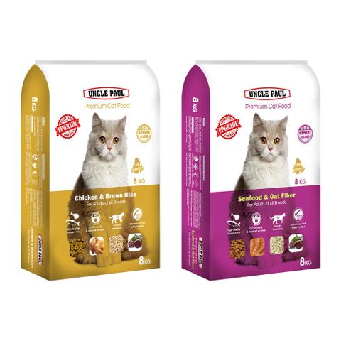 UNCLE PAUL保羅叔叔高級貓糧-雞肉糙米/海鮮燕麥 成貓/全貓種 化毛控制 8KG