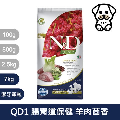 Farmina 法米納 天然藜麥無穀機能系列 QD1 犬用腸胃道保健 羊肉茴香 潔牙顆粒