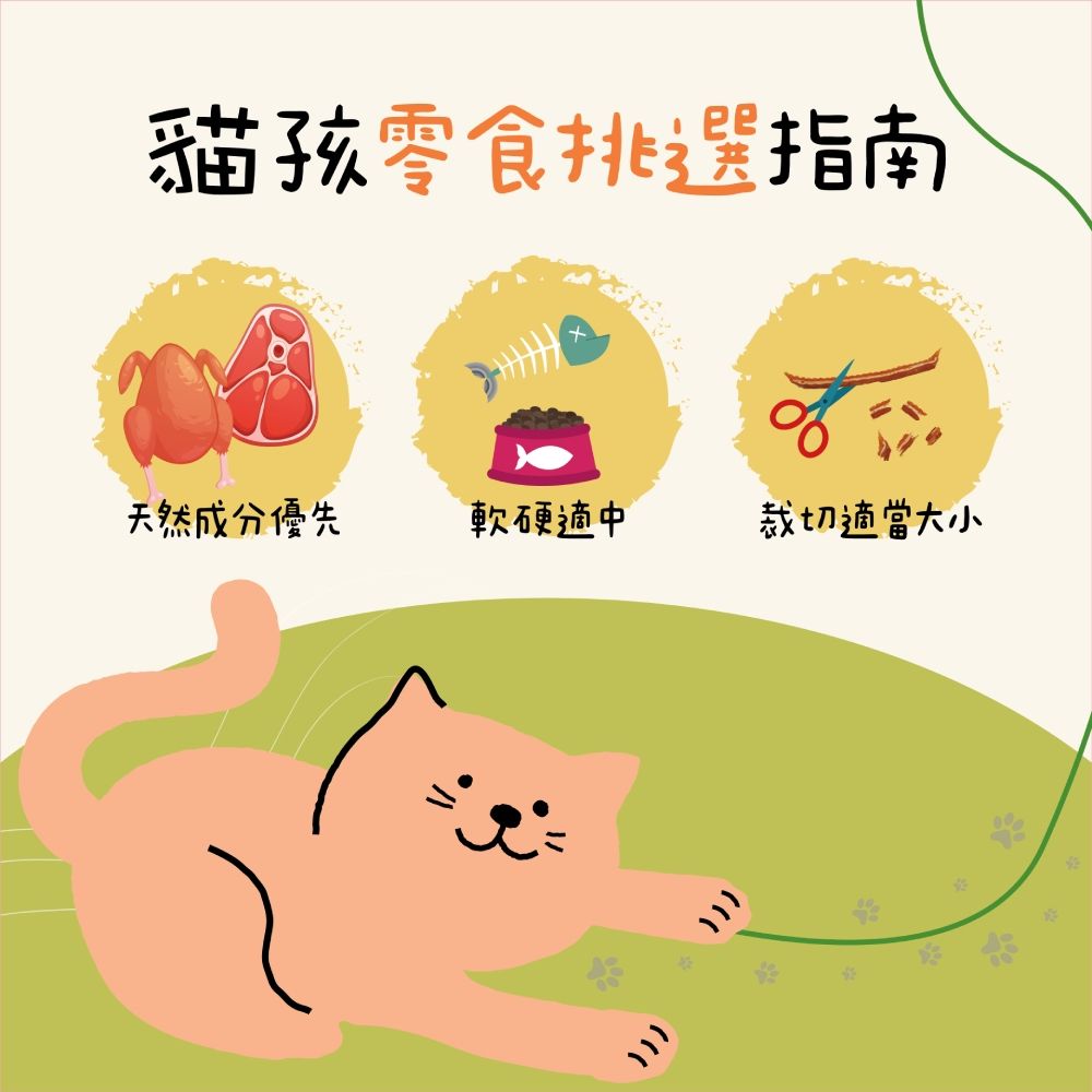 貓孩零食挑選指南天然成分優先軟硬適中裁切適當大小)