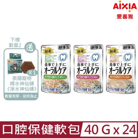 AIXIA 愛喜雅 【24入組】日本-口腔保健貓軟包 40g