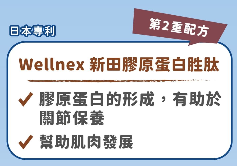 日本專利第2重配方Wellnex 新田膠原蛋白胜肽√ 膠原蛋白的形成,有助於關節保養幫助肌肉發展