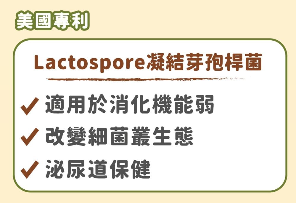 美國專利Lactospore凝結芽孢桿菌√ 適用於消化機能弱√改變細菌叢生態√ 泌尿道保健