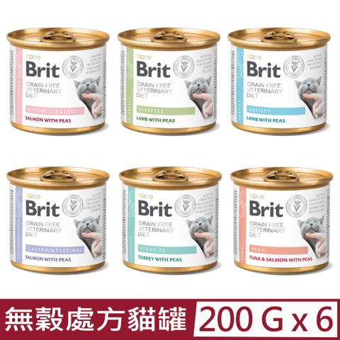 Brit 咘莉 【6入組】-貓用處方系列罐頭(無穀) 200g