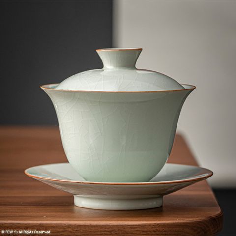 【FEW fu】仿古汝窯粉青色精緻蓋碗 - 160ml (茶杯、水杯、咖啡杯)
