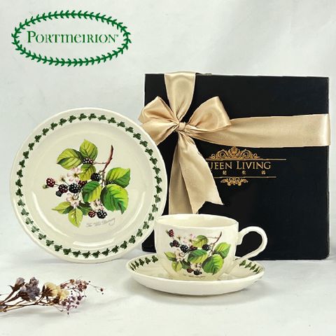 英國Portmeirion Pomona 水果系列-單人杯盤2件禮盒組(1杯盤1點心盤) 下午茶具組 單人杯盤組
