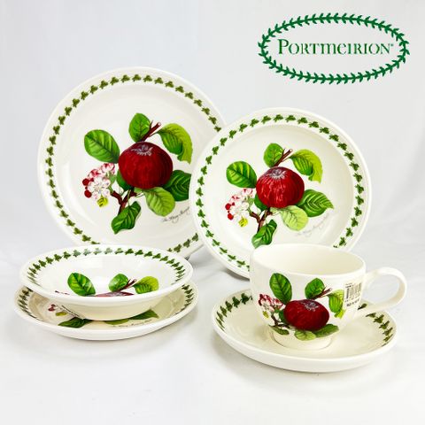 英國Portmeirion Pomona 水果系列-午晚餐杯盤5件禮盒組(1杯盤1碗3盤) 下午茶具組 杯盤套組