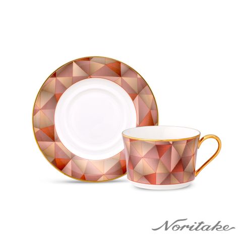 【Noritake】繽紛萬花筒-金邊咖啡單客杯-禮盒+提袋(骨瓷)