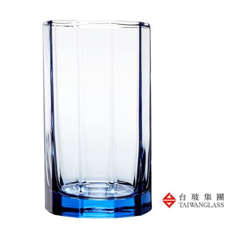 台灣玻璃 305ML 十角杯(淺藍色)