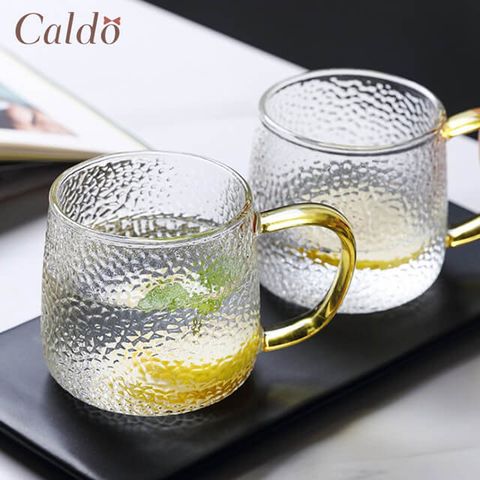 Caldo 卡朵生活 華麗錘紋耐熱玻璃幻金馬克杯 300ML