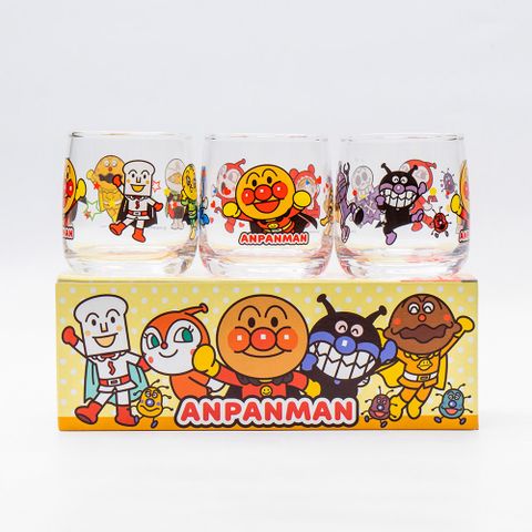 Anpanman 麵包超人 全明星玻璃杯 兒童水杯 玻璃水杯  3入禮盒組