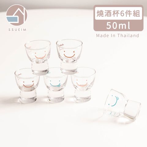 SSUEIM 韓國SSUEIM 微笑款玻璃燒酒杯6件組50ml