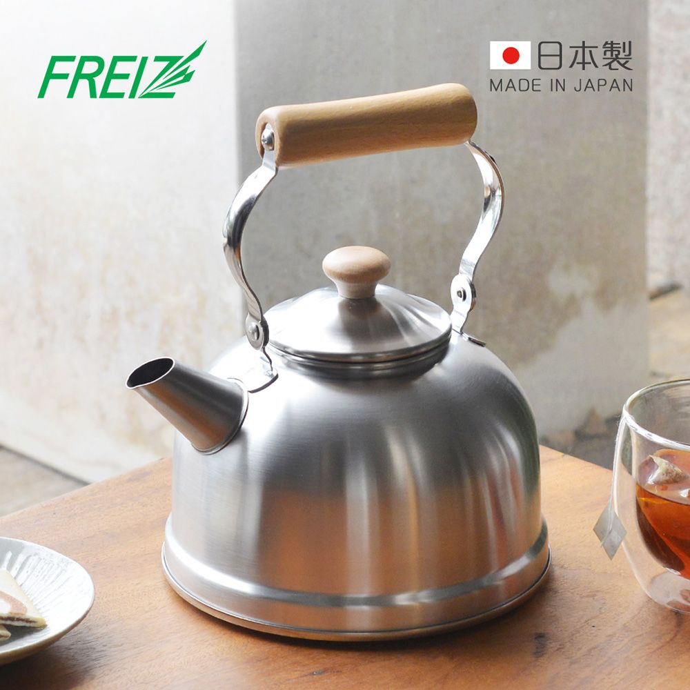 Freiz 和平 【日本】千歲 日製復古風木柄不鏽鋼茶壺(IH對應)-2.5L