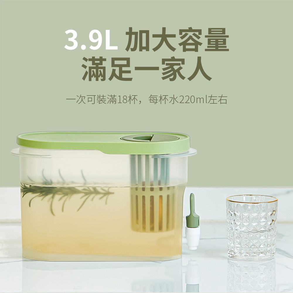 OMG 冰箱冷水壺 家用大容量飲料桶 戶外露營大茶桶 水箱 給水器 帶水龍頭冷飲桶 3.9L