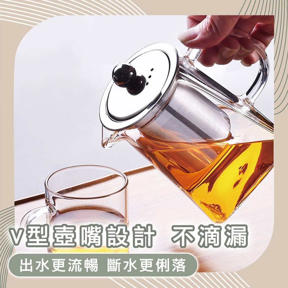 Time Leisure 品閒 	 不鏽鋼耐熱玻璃濾茶壺/直火加熱沖泡方壺 350ml