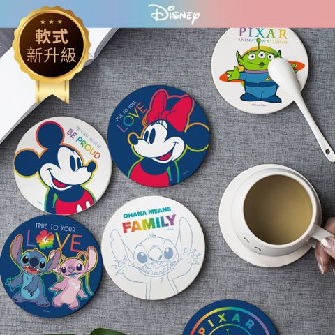 Disney 迪士尼 軟式珪藻土吸水杯墊 彩虹系列(2入/組)(10*10*0.5cm)【收納王妃】