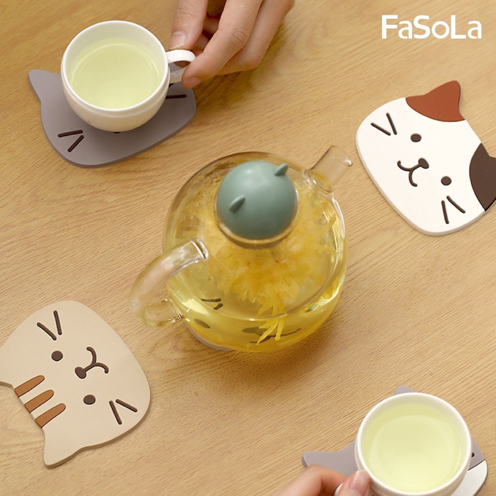 FaSoLa  多用途加厚 PVC 止滑杯墊 可愛貓咪款 (2片裝)