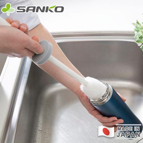【日本SANKO】日本製保溫瓶纖維清潔長刷-白色-2入組