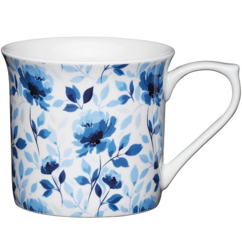 《KitchenCraft》單柄骨瓷馬克杯(藍玫瑰300ml) | 水杯 茶杯 咖啡杯